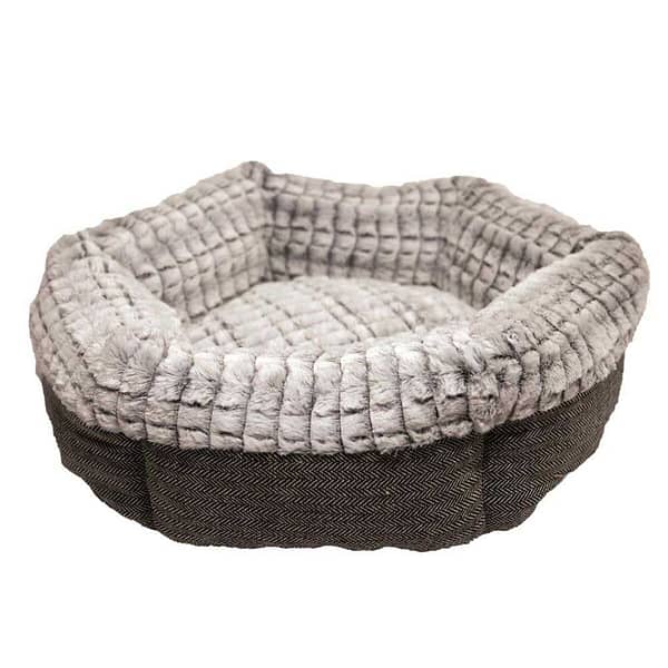 Rosewood Tweed and Plush Round Bed