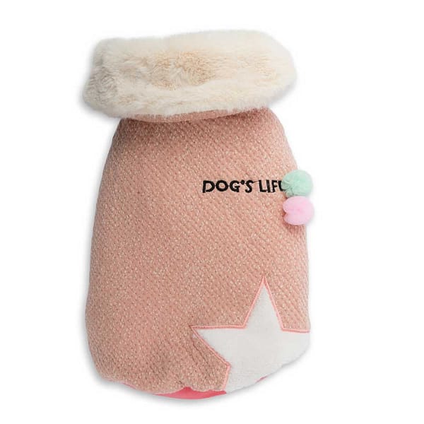 Dog's Life Woolly Cape with Star and Pompom (Pink) front