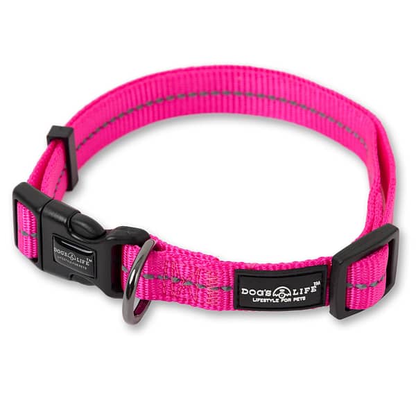 Dog's Life Reflective Supersoft Webbing Collar - Hot Pink