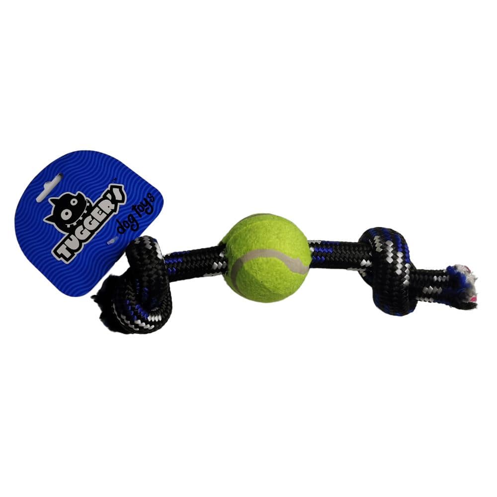 Tugger's Rope Bone With Knot Tennis Ball Dog Toy Pet Hero