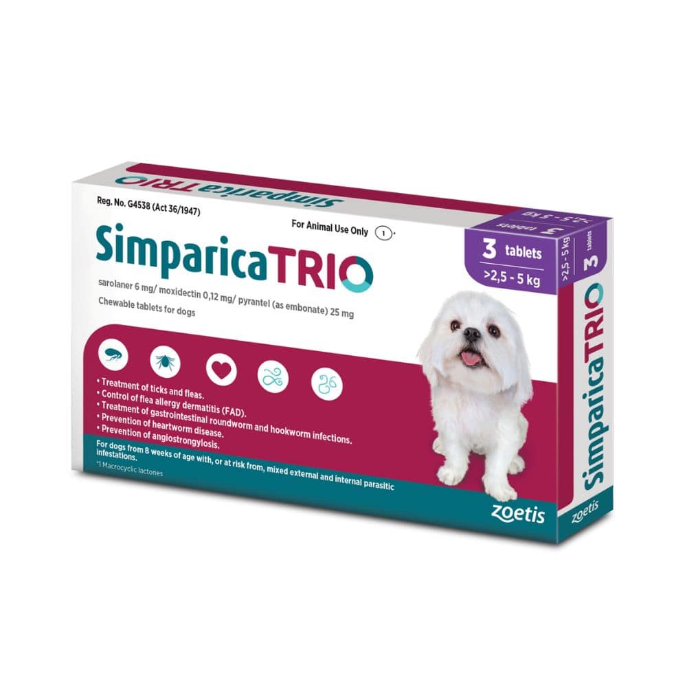 Simparica Trio kg Purple Chew Tablets for Dogs Pet Hero