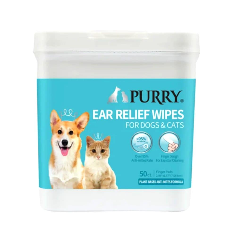 ear cleaning pads for cats Purry Ear Relief Wipes for Dogs Cats 50 ct Pet Hero
