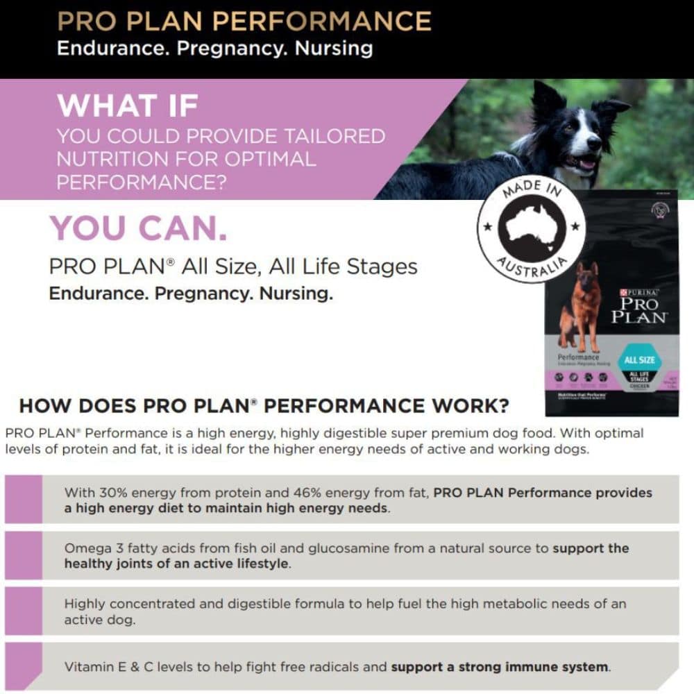 ピュリナ PURINA PRO PLAN PERFORMANCE SUPPORT Purina Pro Plan Performance All Sizes Dog Food | Pet Hero