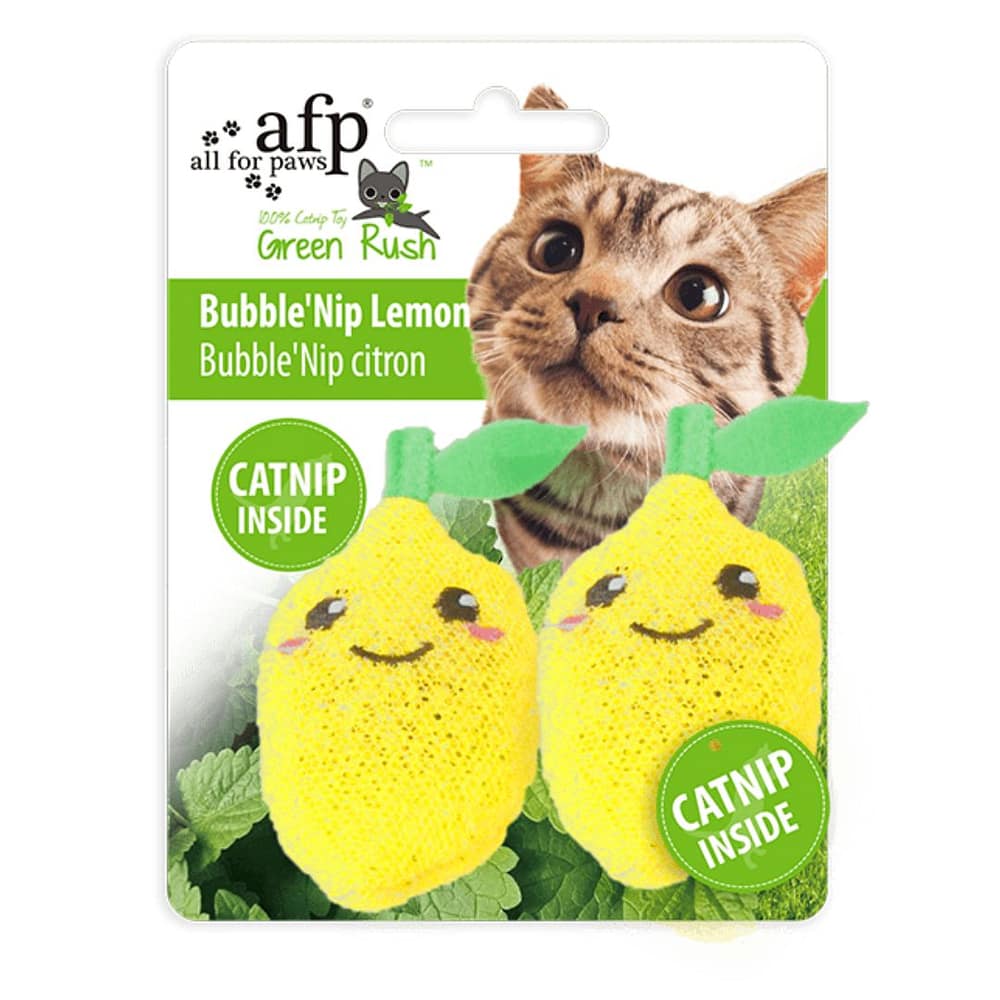 All For Paws Green Rush Bubble' Nip Lemon Cat Toy Pet Hero