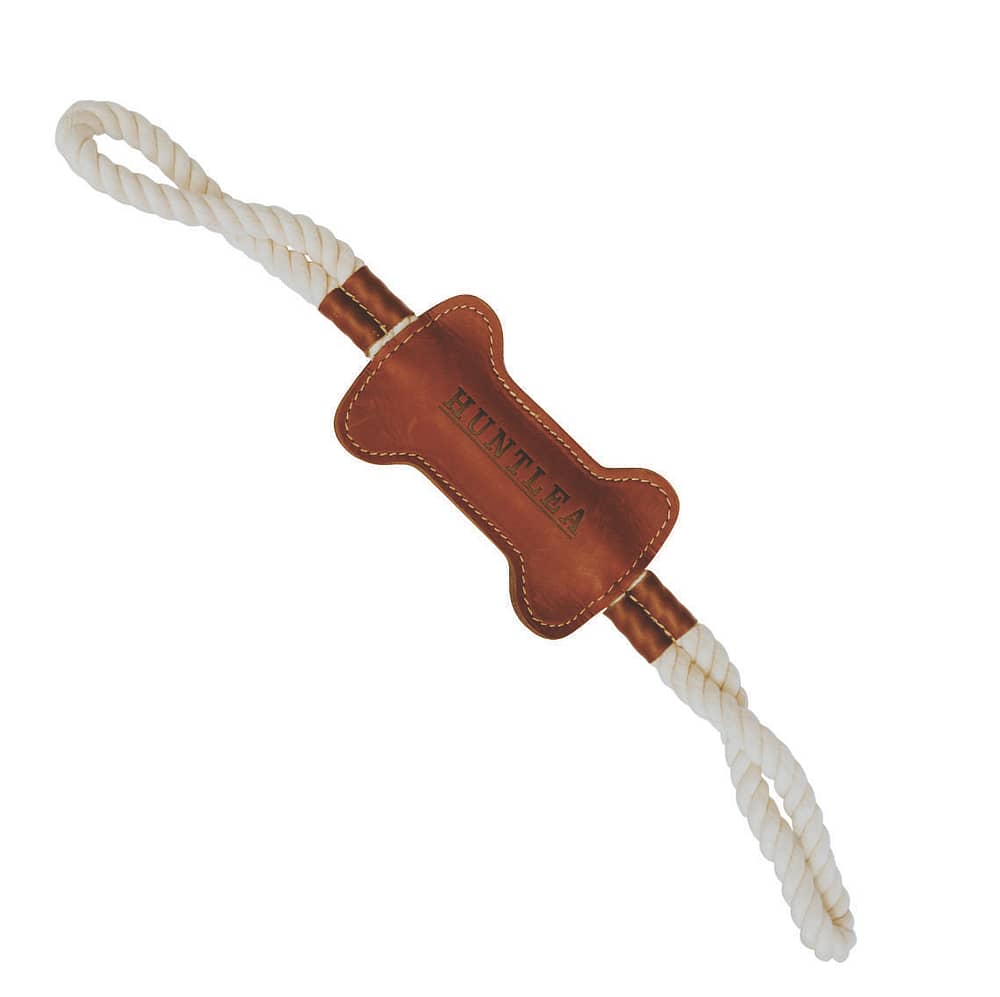 Huntlea Dog Tug Toy with Leather Bone Centre