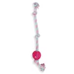 Dog's Life TPR ball 3-knot rope toy pink