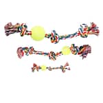 Pawise - Rope Bone Dog Toy With 3 Knots and Tennis Ball (2)