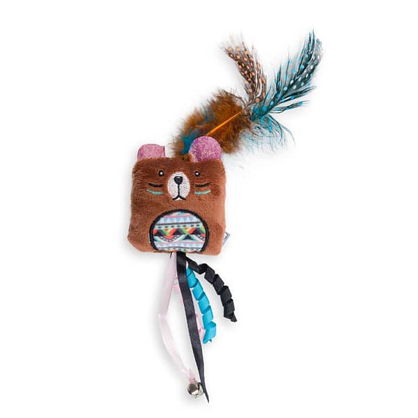 Dog’s Life Indie Square Bear Cat Toy with Feather