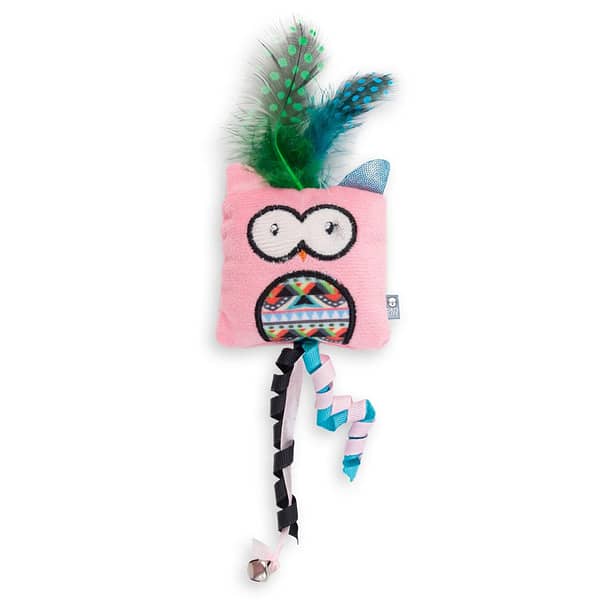Dog’s Life Indie Square Owl Cat Toy with Feather