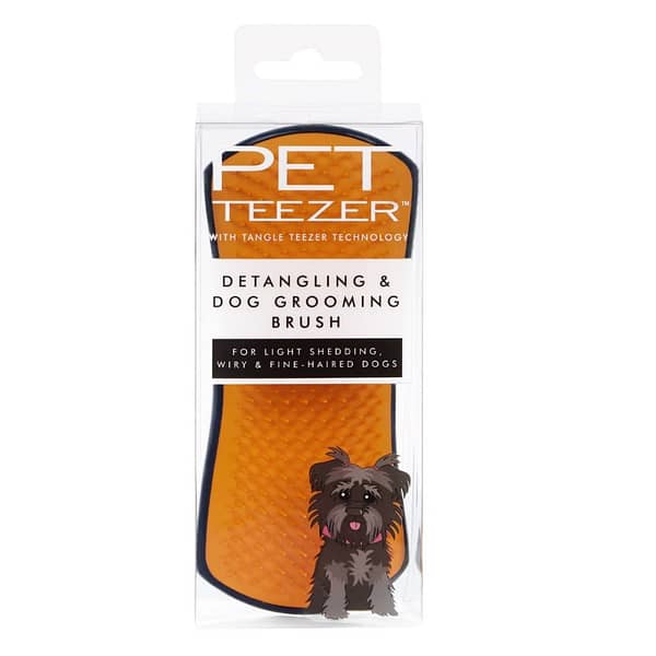 Pet Teezer Detangling Brush For Dogs Large Navy/Orange (front)