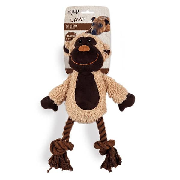 All For Paws Dog Toy Lambswool Cuddle Knotted Rope Monkey