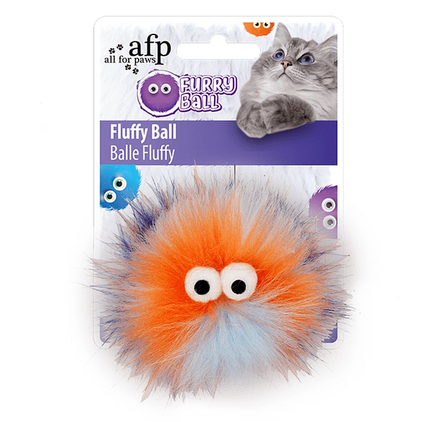 All For Paws Furry Fluffy Catnip Ball - Orange