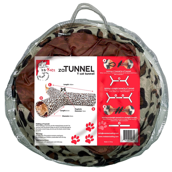 zaKatz 3 way Y Cat Crinkle Tunnel-