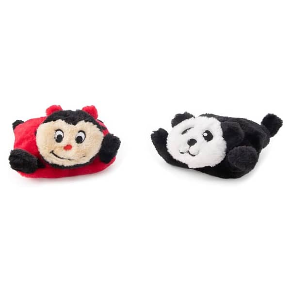 ZippyPaws Squeakie Pads - Ladybug, Panda (2 Toy Multipack) Dog Toy