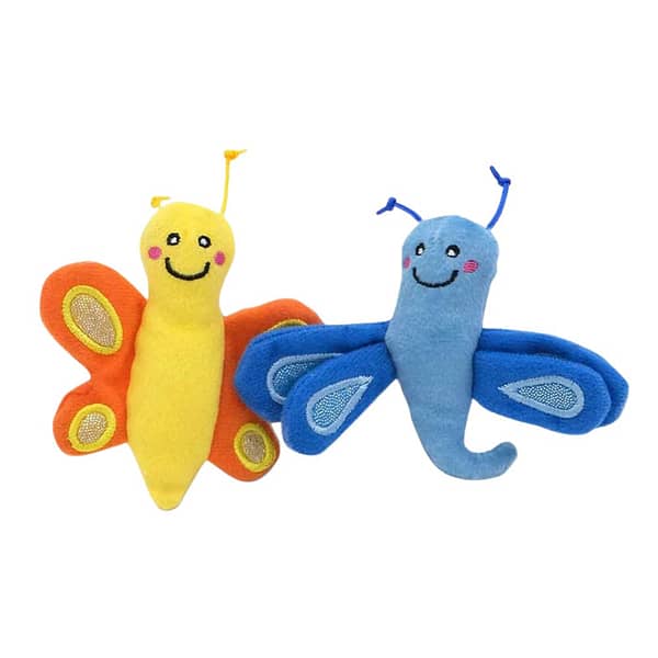 ZippyClaws Kickerz – 2-Pack Butterfly and Dragonfly Cat Toy