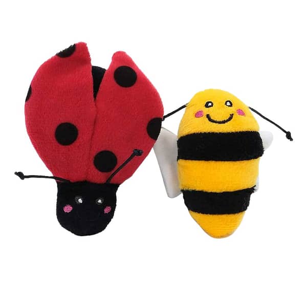 ZippyClaws Kickerz – 2-Pack Ladybug and Bee Cat Toy