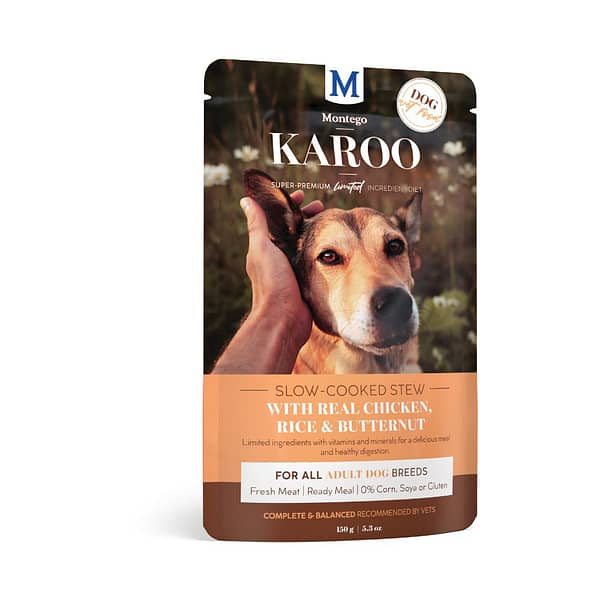 Montego-Karoo-Chicken-Rice-and-Butternut-Dog-Wet-Food-Pouches-Front
