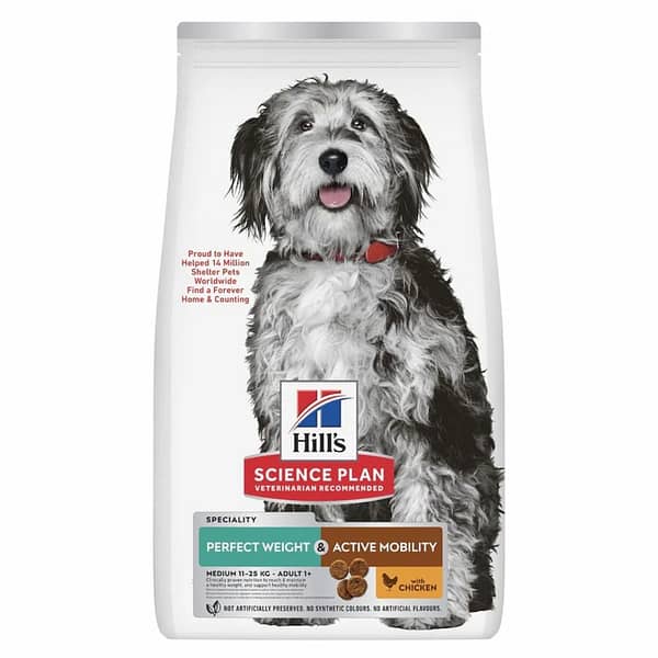 Hill’s Perfect Weight & Active Mobility Medium Breed Adult Dog Food (Chicken)-12kg