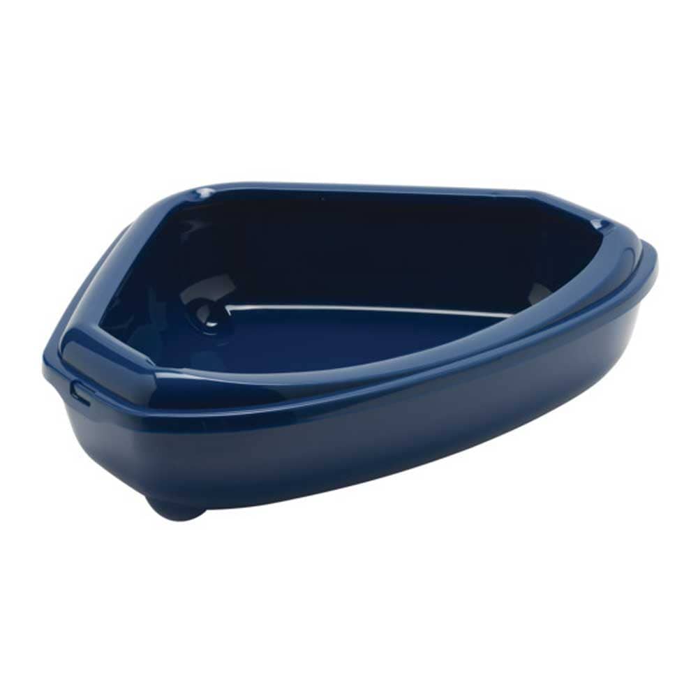 Moderna Corner Litter Tray With Rim - Blue