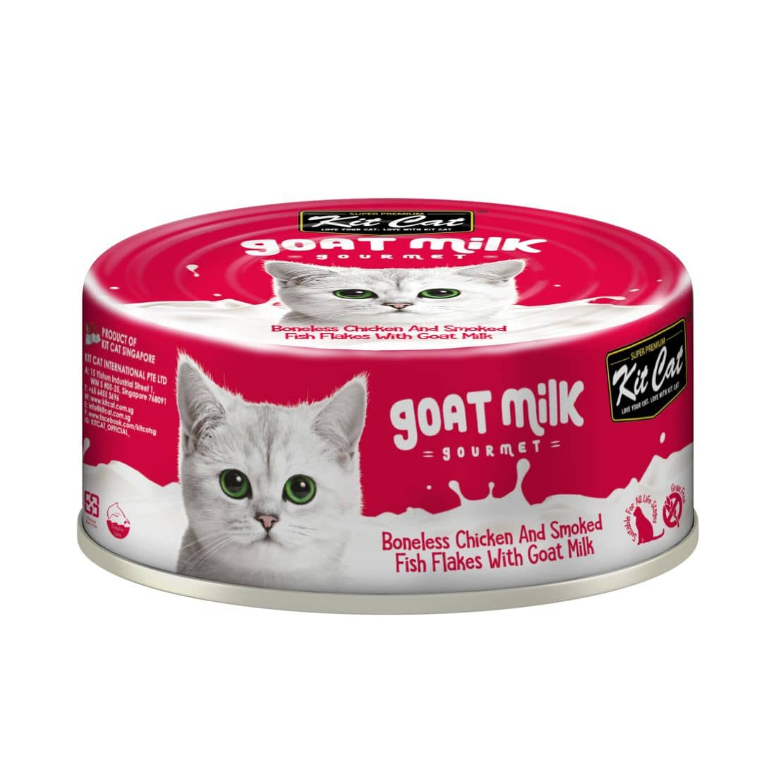 Kit Cat Boneless Chicken Shreds, Smoked Fish & Goat Milk