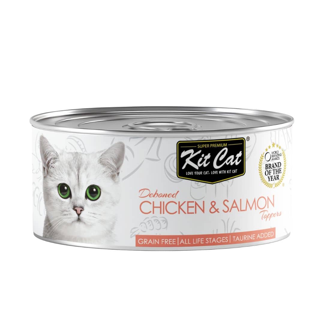 Kit Cat Deboned Chicken Salmon Aspic Canned Toppers Wet Cat Food hauspanther-freeze-dried-raw-cat-food-topper-with-daily-support