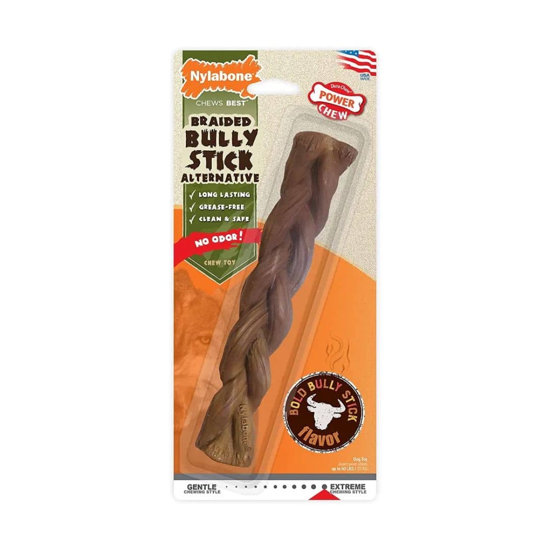 Nylabone Extreme Braided Bully Stick (Beef) Dog Chew Toy Pet Hero